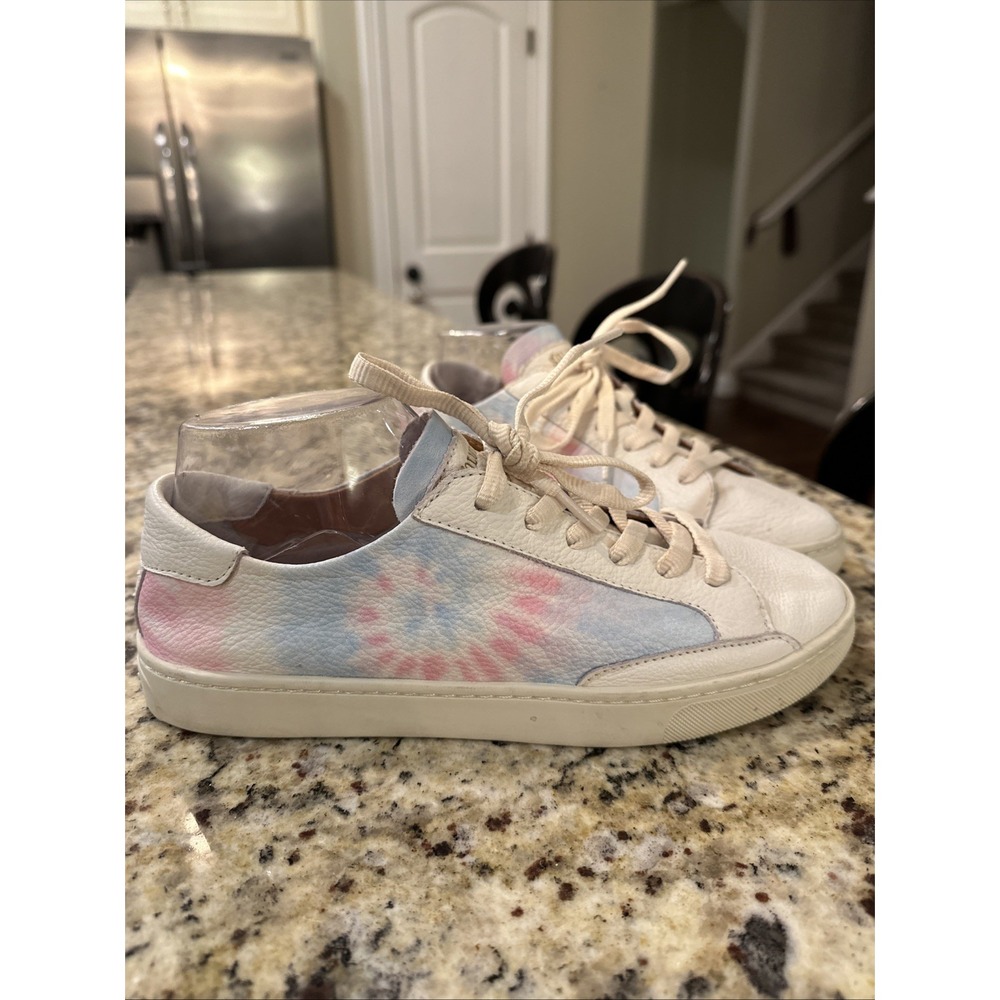 ANTHROPOLOGIE SOLUDOS IBIZA TIE DYE LACE UP LEATHER SNEAKERS $129 Size 9 Leather
